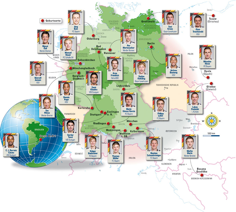 Geburtsorte deutscher Nationalspieler